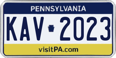 PA license plate KAV2023