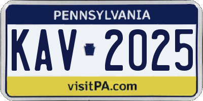 PA license plate KAV2025