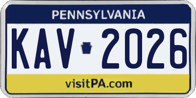 PA license plate KAV2026