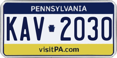 PA license plate KAV2030