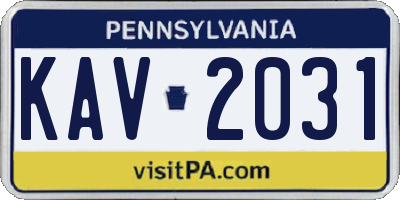 PA license plate KAV2031