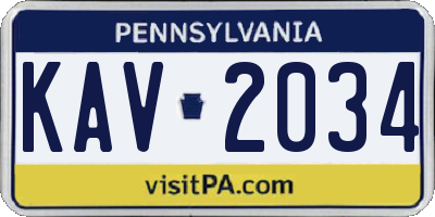 PA license plate KAV2034