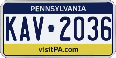 PA license plate KAV2036