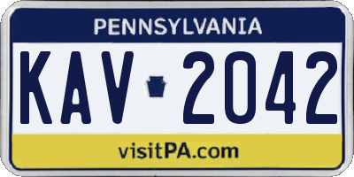 PA license plate KAV2042