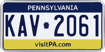 PA license plate KAV2061
