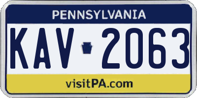 PA license plate KAV2063