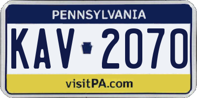 PA license plate KAV2070