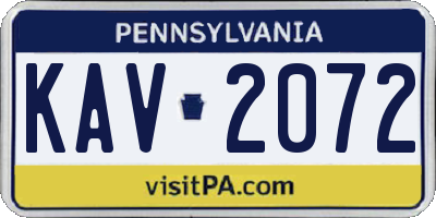 PA license plate KAV2072