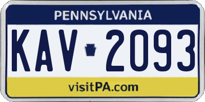 PA license plate KAV2093