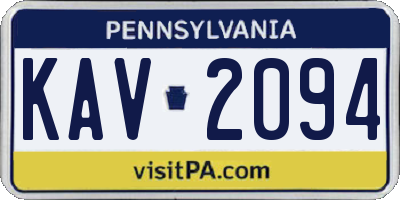 PA license plate KAV2094