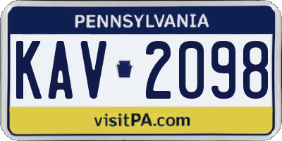 PA license plate KAV2098