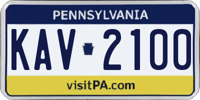PA license plate KAV2100