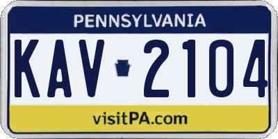 PA license plate KAV2104