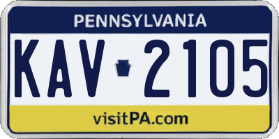 PA license plate KAV2105