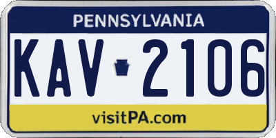 PA license plate KAV2106