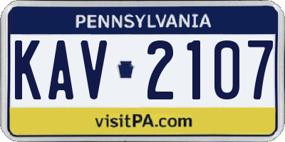 PA license plate KAV2107