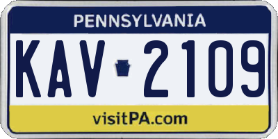 PA license plate KAV2109