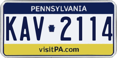 PA license plate KAV2114