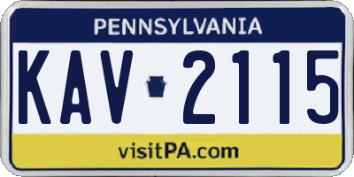 PA license plate KAV2115