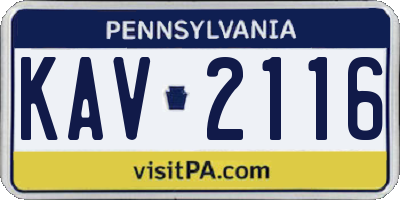 PA license plate KAV2116
