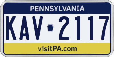 PA license plate KAV2117