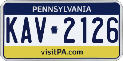 PA license plate KAV2126