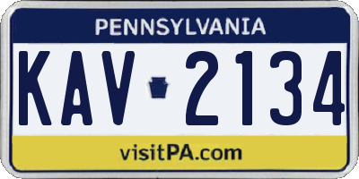 PA license plate KAV2134