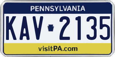 PA license plate KAV2135