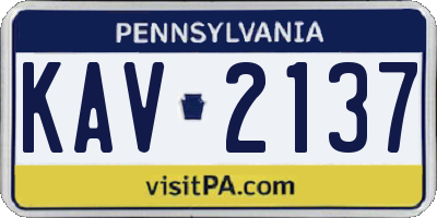 PA license plate KAV2137