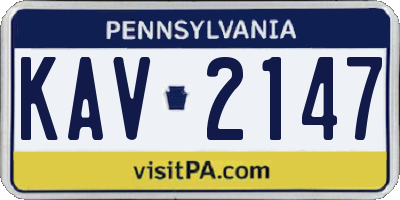PA license plate KAV2147