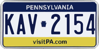 PA license plate KAV2154