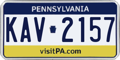 PA license plate KAV2157
