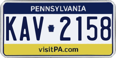 PA license plate KAV2158
