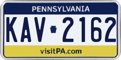 PA license plate KAV2162