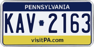 PA license plate KAV2163