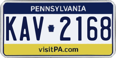 PA license plate KAV2168