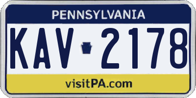 PA license plate KAV2178