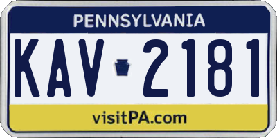 PA license plate KAV2181