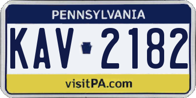 PA license plate KAV2182