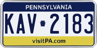 PA license plate KAV2183