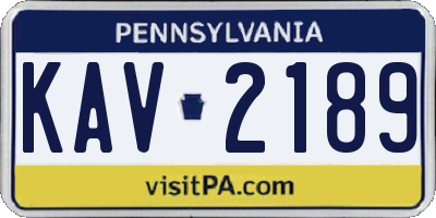 PA license plate KAV2189