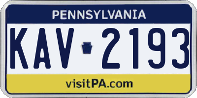 PA license plate KAV2193