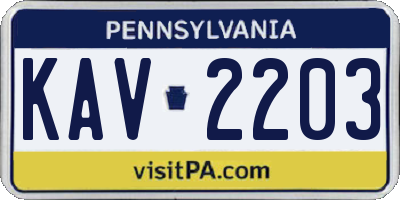 PA license plate KAV2203