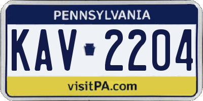 PA license plate KAV2204