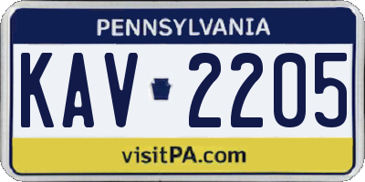 PA license plate KAV2205