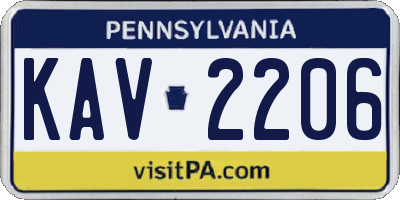 PA license plate KAV2206