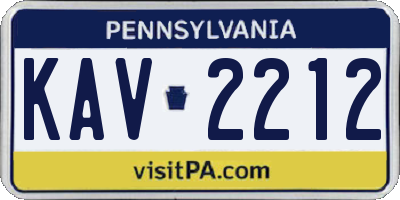PA license plate KAV2212