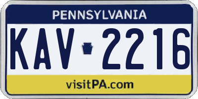 PA license plate KAV2216