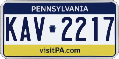 PA license plate KAV2217
