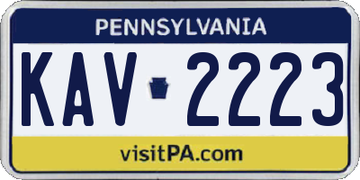 PA license plate KAV2223